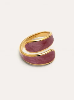 Anillo Abbraccio Granate Acero baño Oro