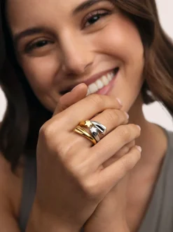 Anillo Abbraccio Stars Acero Baño Oro