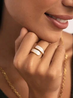 Anillo Abbraccio White Acero Baño Oro