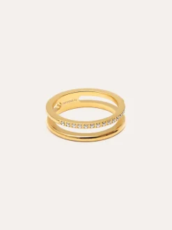 Anillo Bibiana Acero Baño Oro