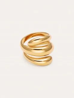 Anillo Bucle Acero Baño Oro