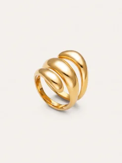 Anillo Bucle Acero Baño Oro