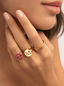 Anillo Buganvilla Raspberry Baño Oro Rosa
