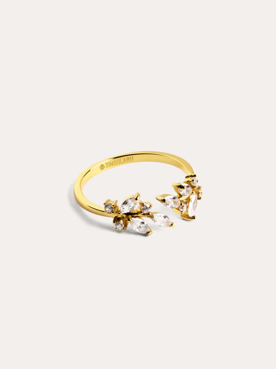 Anillo Buganvilla White Baño Oro