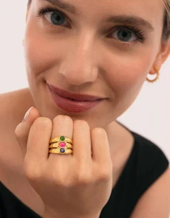 Anillo Candela Stones Acero Baño Oro