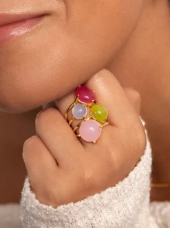 Anillo Celebrate Pink Baño Oro