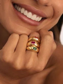 Anillo Charlotte Fucsia Baño Oro