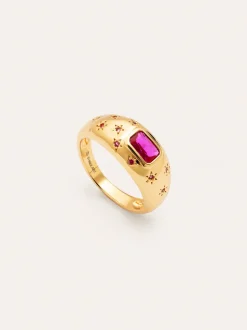 Anillo Charlotte Fucsia Baño Oro