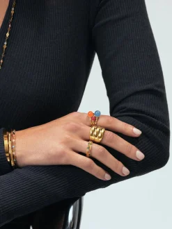 Anillo Cleo Colors Plata Baño Oro