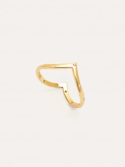 Anillo Doble Peak Pink Baño Oro