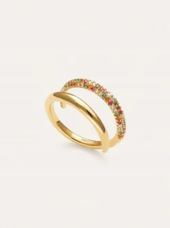 Anillo Doble Scarlett Dance Baño Oro
