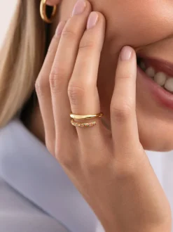 Anillo Doble Scarlett Dance Baño Oro