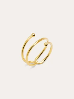 Anillo Double Dot Plata Baño Oro
