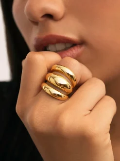 Anillo Dune Aire Acero Baño Oro