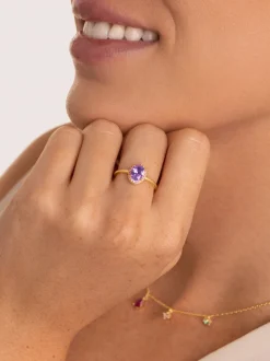 Anillo Grape Colors Baño Oro