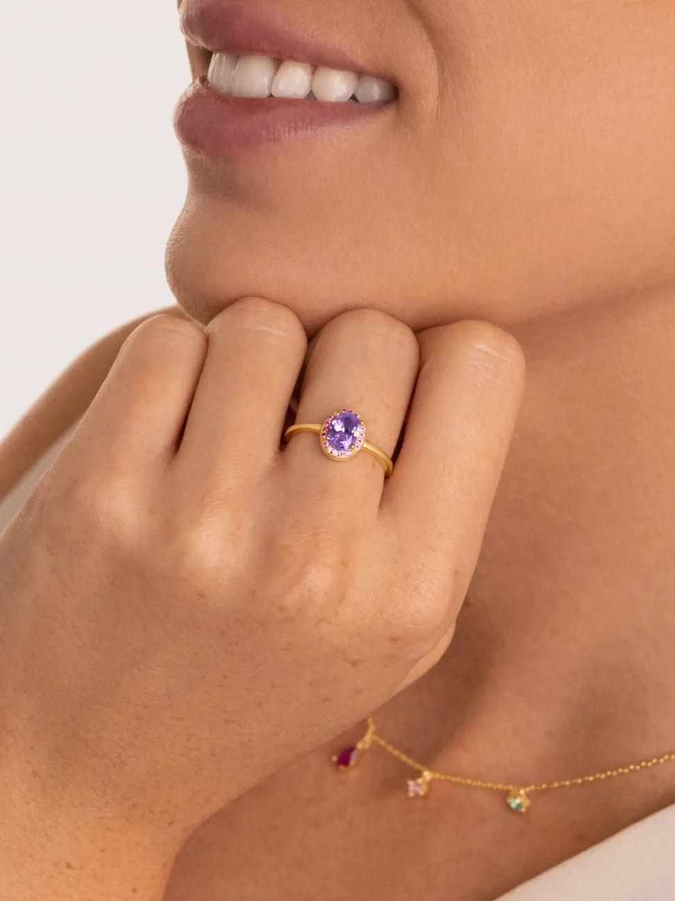 Anillo Grape Colors Baño Oro