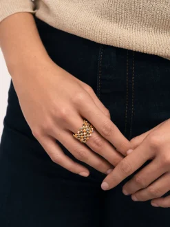 Anillo Mini Bomb Enamel Acero Baño Oro