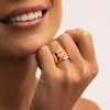 Anillo My Pink Stone Acero Baño Oro