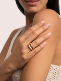 Anillo Oceana Acero Baño Oro