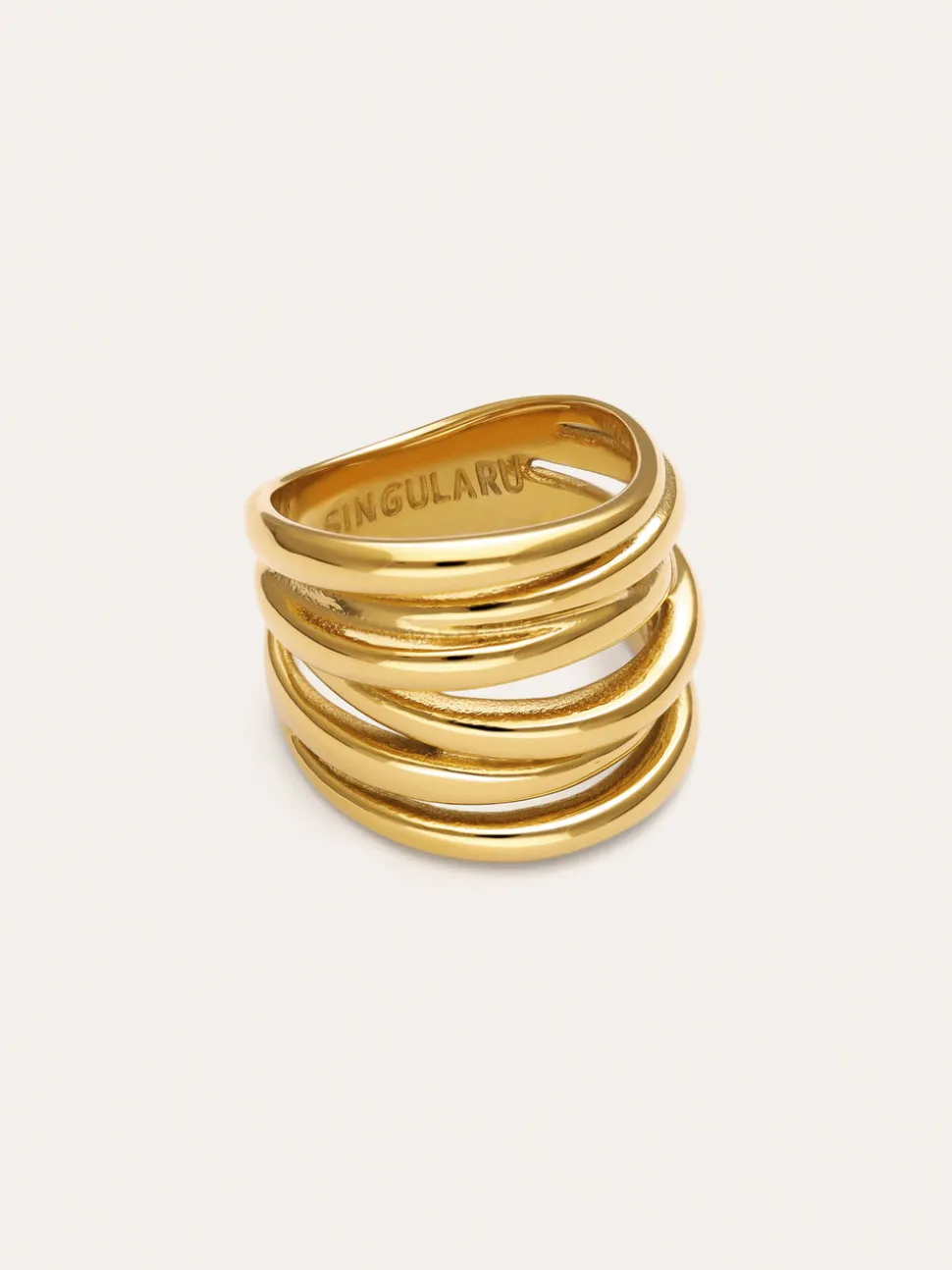 Anillo Ondina Acero Baño Oro