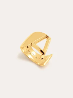 Anillo Personalizado Letter Signet Baño Oro
