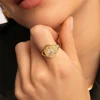 Anillo Personalizado Signet Letter Colors Baño Oro