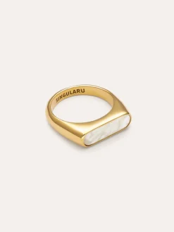 Anillo Proa Nácar Acero Baño Oro