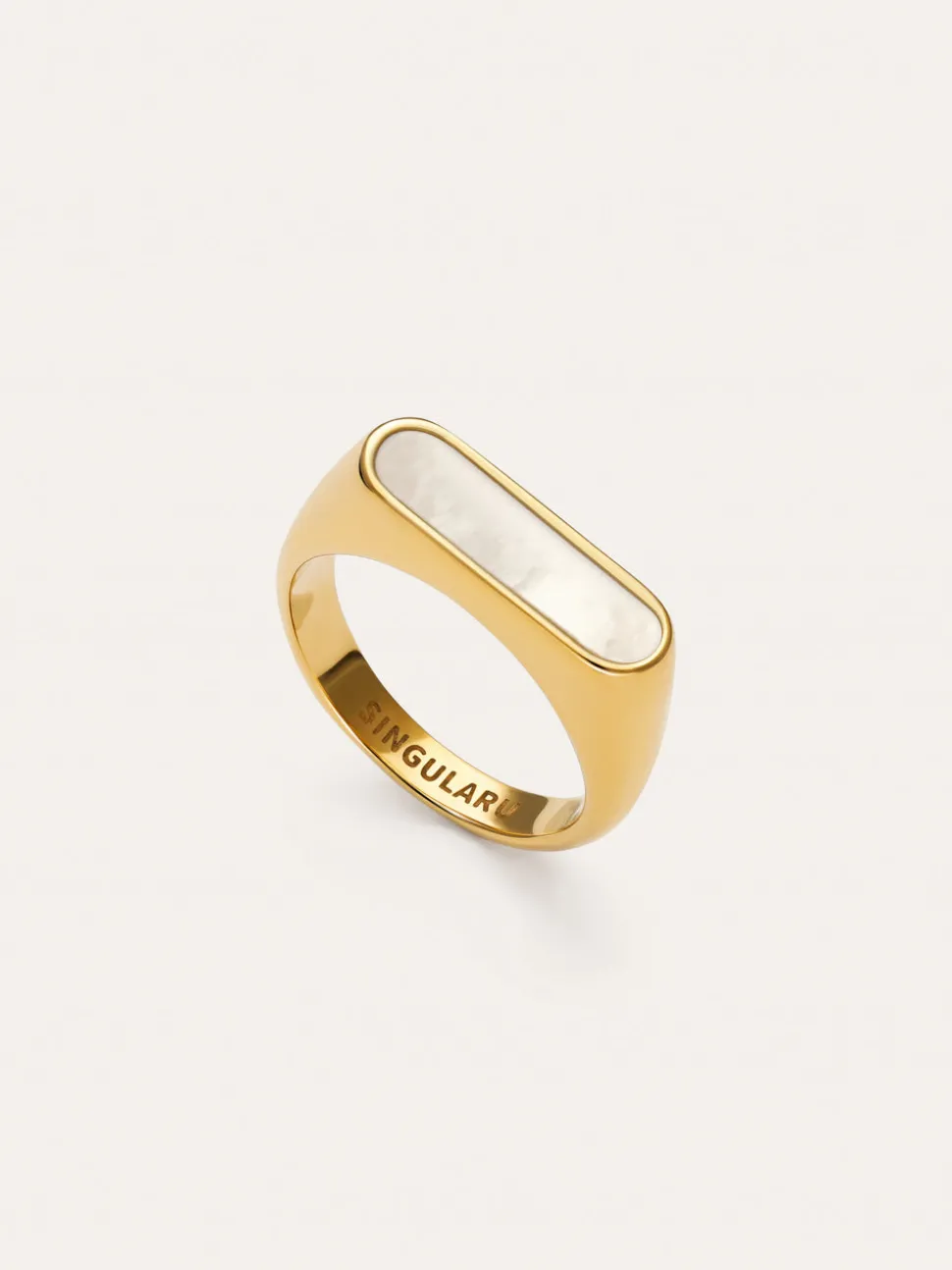 Anillo Proa Nácar Acero Baño Oro