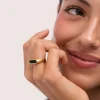 Anillo Proa Negro Acero Baño Oro