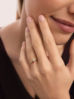 Anillo Rainbow Bubbles Baño Oro