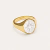 Anillo Rosa de Los Vientos Nácar Baño Oro