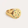Anillo Sello Bling Rainbow Acero Baño Oro