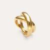 Anillo Single Cross Acero Baño Oro