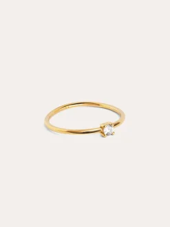 Anillo Single Spark Plata Baño Oro