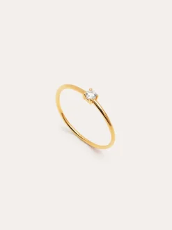 Anillo Single Spark Plata Baño Oro