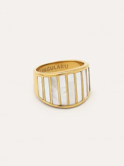 Anillo Siren Shells Acero Baño Oro