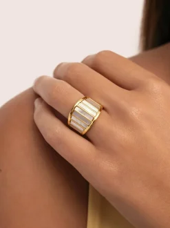Anillo Siren Shells Acero Baño Oro