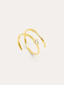 Anillo Spiral Spark Plata Baño Oro