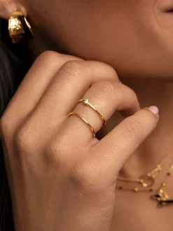 Anillo Spiral Spark Plata Baño Oro