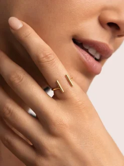 Anillo Sticks Plata Baño Oro