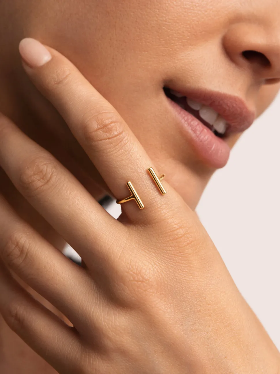 Anillo Sticks Plata Baño Oro