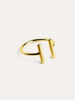Anillo Sticks Plata Baño Oro