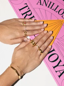 Anillo Tina Acero Baño Oro