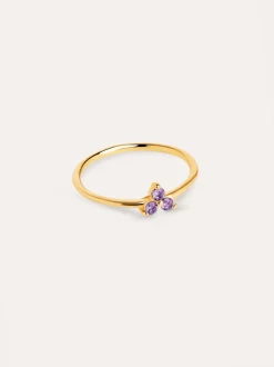 Anillo Trebol Lavande Baño Oro