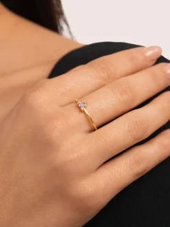 Anillo Trebol Lavande Baño Oro