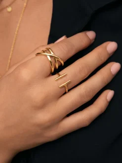 Anillo Trinity Acero Baño Oro