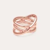 Anillo Trinity Acero Baño Oro Rosa