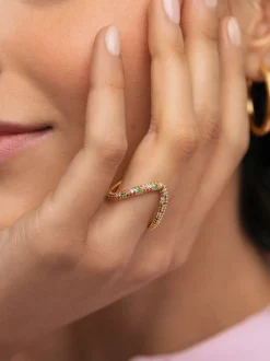 Anillo V Scarlett Dance Baño Oro