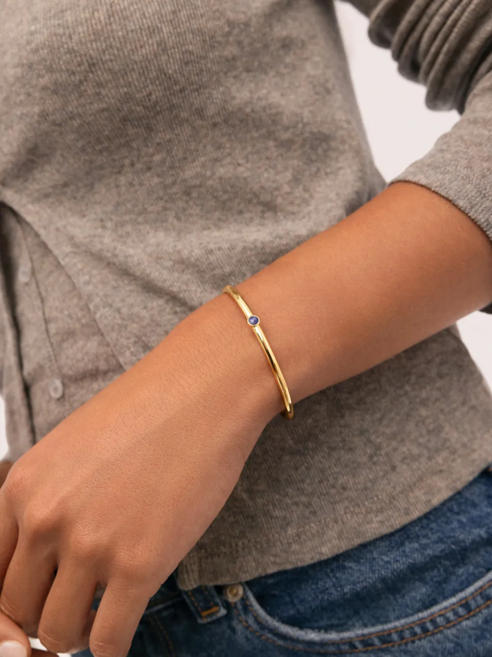 Brazalete Alma Cianita Baño Oro