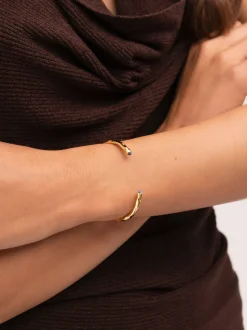 Brazalete Cane Cianita Baño Oro